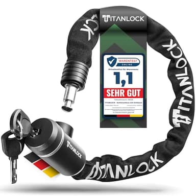 TITANLOCK Fahrradschloss Kettenschloss Diebstahlsicher [REFLEKTIEREND] + Leichter Transport Rostfrei Sicherheitsstufe 7/10