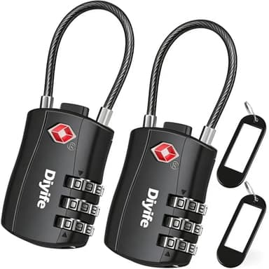 Diyife [2 Stück] TSA Gepäckschlösser, 3-Stelliges Sicherheitsschloss, Kombinationsschlösser, Codeschloss für Reisekoffer Gepäcktasche Etui etc. (Schwarz)