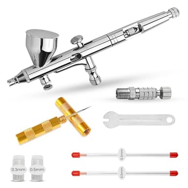JUNIERS AG-280S Airbrush Pistole Double-Action-Funktion Airbrush-Set Pistole, Düse & Nadel, Komplettset für Profis & Anfänger Ideal für Modellbau, Nailart, Tattoo, Kuchen Dekoration & DIY-Projekte
