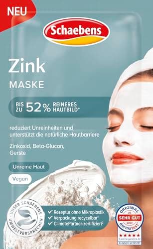 Schaebens Zink Crememaske - reduziert Unreinheiten und unterstützt die natürliche Hautbarriere mit Zinkoxid, Beta-Glucan und Gerste für unreine Haut VEGAN