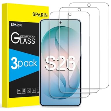 SPARIN 3 Stück für Samsung Galaxy S26 Panzer Schutz Glas, Fingerabdruck-ID Kompatibel, HD-Klar, 9H Härte, 6,3 zoll, Anti-Kratzen, Ultrabeständig