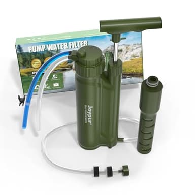 Joypur Wasserfilter Outdoor Survival mit UF Filter - Wasseraufbereiter Outdoor mit 8000 L Filterkapazität Tragbare Wasserfilter Trinkwasser für Camping Wandern Notfall uws. (Armeegrün)