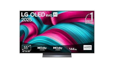 LG OLED55C5ELB, 55 Zoll (139 cm), 4K OLED evo AI TV, α9 Gen8 Prozessor, webOS 25, 120Hz (VRR bis zu 144Hz), Modelljahr 2025
