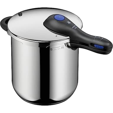 WMF Perfect Plus One Pot Schnellkochtopf Induktion 8,5l, Dampfkochtopf mit Flammschutz, großes Kochsignal, 2 Kochstufen, abnehmbarer Deckelgriff, Einhand-Kochstufenregler, Cromargan Edelstahl poliert