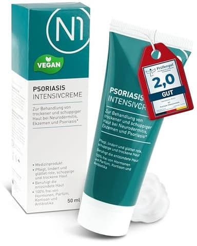 N1 Psoriasis Intensivcreme 50 ml - Ekzem & Neurodermitis Creme - beruhigt, pflegt, lindert und glättet rote, schuppige, entzündete & trockene Haut