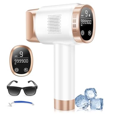 21J IPL Geräte Haarentfernung mit 8℃ Eiskühlsystem, Laser Haarentfernung 9 Stufen & 600 NM Rotlicht, LCD-Touchscreen IPL Haarentfernungsgerät für Frauen Männer, Gesicht Arm Bikinizone Körper, Gold