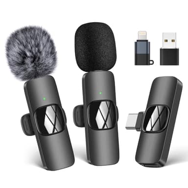 HMKCH Kabelloses Lavalier Mikrofon für Handy/iPhone/Computer, Wireless USB C Ansteckmikrofon für Videoaufnahmen, Vlog, TikTok, YouTube, Rauschunterdrückung, Plug-Play Clip on Mikrofon-Sets