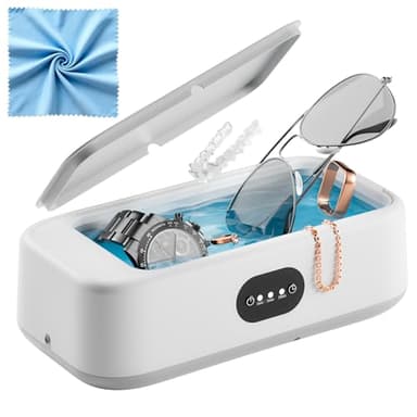 Ultraschallreinigungsgerät 49000Hz Brillenreinigungsgerät Mit 3 Modi Tragbar Ultraschallgerät 640ml Ultraschallreiniger für Zahnschiene Schmuck Ultraschall Ultrasonic Cleaner, Inklusive Reinigungstuch