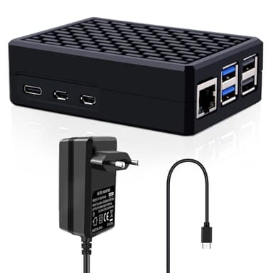 GeeekPi Aluminium Gehäuse mit USB-C Netzteil 27W for Raspberry Pi 5, Pi5 Armor Gehäuse mit Passive Kühlung,27W 5V 5A USB-C Netzteil für Raspberry Pi 5 4GB/8GB/16GB
