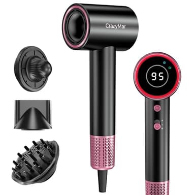 CrazyMar Haartrockner Ionen,Föhn mit 180.000 U/min Bürstenlosem Motor – 5X Schnelleres Föhnen, Leicht & Kompakt Reisefön,Lockenföhn mit 4 Temperatureinstellungen,Überhitzungsschutz,Geräuscharm