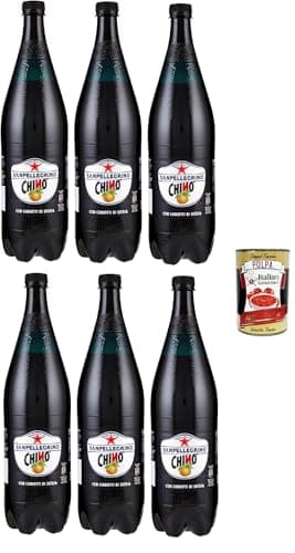 Sanpellegrino Chinò – Kult-Limonade mit Chinotto aus Sizilien – prickelnd, intensiv & ausgewogen bitter-süß – 6 x 1,25 l PET-Flasche – Italienische Premium-Erfrischung + Italian Gourmet polpa 400g