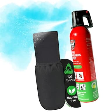 notlok Safety Work - 750g Feuerlöscher für Elektrobrände + Auto-Halter mit Klett | Feuerlöschspray A F + Lithium-Batterien und Kfz-Akkus | Fettbrandlöscher - Feuerlöscher Schaum für Auto & Haushalt