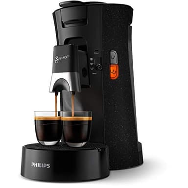 Philips Senseo Select ECO-Kaffeepadmaschine, schwarz/gefleckt - Wahl der Kaffeestärke plus Memo-Funktion, aus recyceltem Kunststoff (CSA240/20)