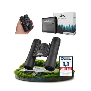 AlpinSpirit Fernglas 10x25 - leicht & kompakt - [EXTREM KLEIN] - TESTSIEGER - Mini Fernglas,für Brillenträger, Outdoor für Wandern,Reisen,Vogelbeobachtung,Feldstecher, für klein und groß