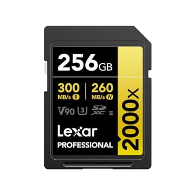 Lexar Professional 2000x SD Karte 256GB, SDXC UHS-II Speicherkarte ohne Lesegerät, Bis Zu 300MB/s Lesen, Class 10, U3, V90 SD Speicherkarte für DSLR, Videokameras in Kinoqualität (LSD2000256G-BNNNG)