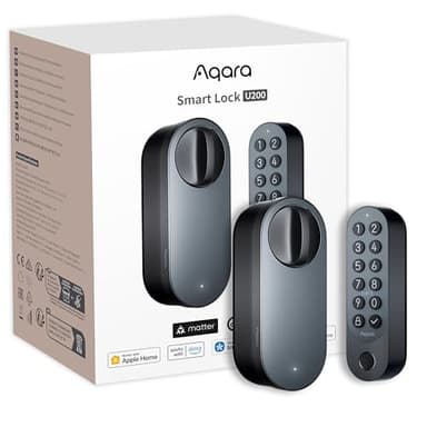 Aqara Smart Lock U200 (mit Fingerabdruck), Matter Over Thread, Smartes Türschloss mit Apple Home Key und Aufladbarem Akku, Unterstützt Homekit, Google Home, Alexa und SmartThings, Schwarz