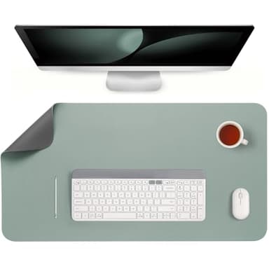 Jumdast Schreibtischunterlage, Doppelseitigen Rutschfeste Tischunterlage Multifunktionales Office Mousepad Laptop Schreibunterlage Kunstleder Schreibtischmatte (Grau Salbeigrün, 40 x 80 cm)