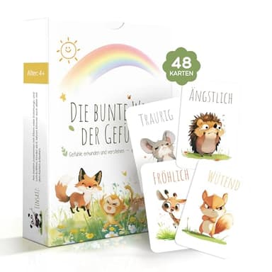 Marvelights Gefühlskarten für Kinder – 48 Emotionskarten ab 4 Jahren – Emotionen erkennen, benennen & verstehen – Für Zuhause, Kita & Grundschule – Ideal kombinierbar mit einem Emotionstagebuch