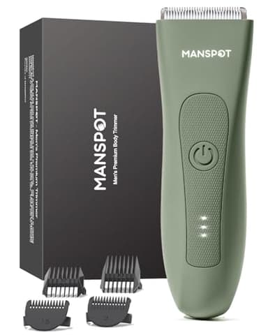 MANSPOT Intimrasierer Mann, Körperhaartrimmer für Herren, Professioneller Body Trimmer Wasserdicht mit 4 Scherkämmen – Für Trimmen von Brust, Beinen, Achseln & Intimbereich – Nass & Trocken