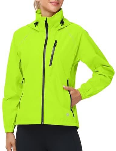 Nepest Fahrrad Regenjacke Damen Wasserdicht Atmungsaktiv Fahrradjacke Windjacke Leichte Dünne Laufjacke Wanderjacke Regenjacke Faltbar Sport Laufen Wandern Reflektierend, Neongrün, XL