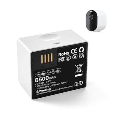 Akku für Arlo Pro 3, 5500mAh Ersatzakku mit Hohe Kapazität Kompatibel mit Arlo Pro 4, Pro 5, Ultra 2 Überwachungskamera, Lithium ion Wiederaufladbarer Batterien (1-Stück)