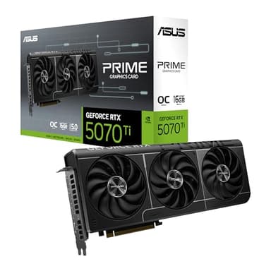 ASUS Prime GeForce RTX 5070 Ti 16GB GDDR7 OC Edition Gaming Grafikkarte (Nvidia GeForce RTX5070 Ti DLSS 4, 2,5-Slot Design, PCIe 5.0, 3X DisplayPort 2.1b, 1x HDMI 2.1b, PRIME-RTX5070TI-O16G)