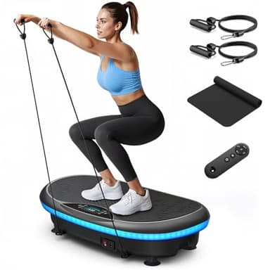 MERACH 4D Vibrationsplatte mit 7 Vibrationsmodi, 120 Geschwindigkeitsstufen, 5 Intelligenten Programmen, Integriertem Bluetooth-Lautsprecher und Umgebungslicht (Schwarz)