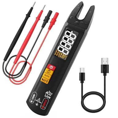 BSIDE U0 Offene Stromzange AC DC Wiederaufladbar Vollautomatisches Digitales Multimeter Klein Mini mit Spannungsprüfer Berührungslos Smart Messung für Strom Spannung Widerstand Durchgang