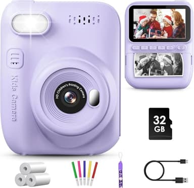 GREENKINDER Sofortbildkamera Kinder,14MP 3.0 Zoll Bildschirm Kinderkamera Sofortbildkamera mit 32G Karte,1080P Kamera Kinder Sofortdruck,Geburtstagsgeschenk Spielzeug für Jungen und Mädchen 3-12 Jahre