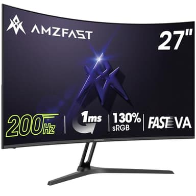 Amzfast 27 Zoll Curved Gaming Monitor 200Hz, 1920x1080 FHD, Fast VA Panel, 1500R, 1ms GtG, sRGB 130%, 4000:1 Contrast, HDR, Adapive Sync, Blaulichtfilter, VESA 100 * 100, HDMI2.0&DP1.4, AMZG27C1