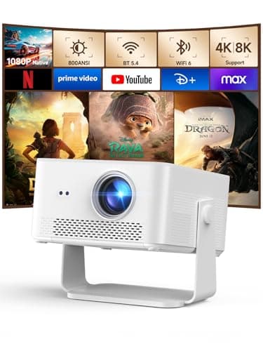 【Android 14 & 800 ANSI】 Magcubic Mini Beamer 4K 8K Unterstützt, Smart Projektor Native 1080P mit WiFi 6, BT 5.4, Autofokus, Automatische Trapezkorrektur,180° Dreh,15W Lautsprecher, Projector HY450Max