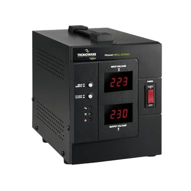 Tecnoware Power Systems Spannungsstabilisator 2000VA für Modem, Router, PC und kleine elektronische Geräte, schützt vor Stromschwankungen, ist kein USV, einsatzbereit