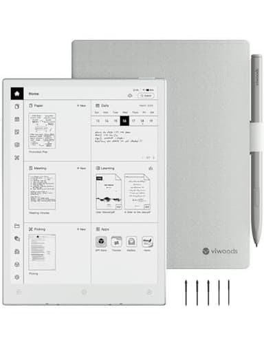 VIWOODS Aufgerüstetes Bundle mit AiPaper Mini, Stylus Pro und 5 Spitzen, 8,2'' AI E-Ink-Tablet mit einstellbarer Beleuchtung, 292 PPI Elektronisches Notizbuch mit Stift, Tragbar 230 g, 128 GB Speicher