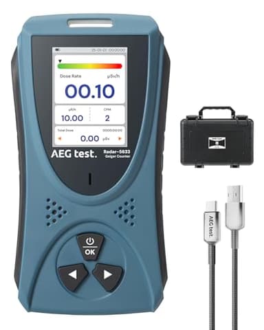 AEGTEST Geigerzähler mit LCD-Bildschirm für Nuklearstrahlen-Detektion, wiederaufladbares Dosimeter zur Erkennung von Strahlen Beta, Gamma und X, CPM, μSv/h, μR/h, μSv – Blau
