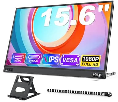 MAGICRAVEN Portable Monitor mit 2 Ständer, 15,6 Zoll Tragbarer Monitor 1920x1080 FHD Laptop Bildschirm Erweiterung IPS Screen, Mobiler Bildschirm für Laptop/PC/Mac,Plug und Play