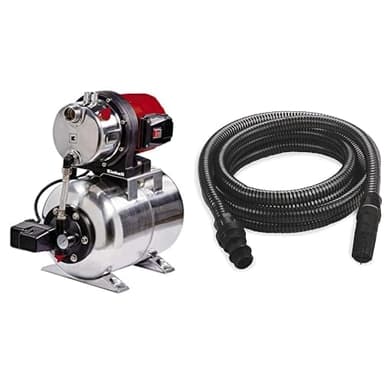Einhell Hauswasserwerk GC-WW 1250 NN (1200 W, max. 5 bar, 5000 L/h Fördermenge, max. 50 m Förderhöhe, Wasserablassschraube, 20 L Edelstahldruckkessel, inkl. 4 m Kunststoff Saugschlauch)