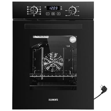 KB ELEMENTS Einbaubackofen 45 cm - Backofen 45 cm breit, 50 Liter, Aqua Clean, Circle Fan Heater, Wide-Screen-Window, versenkbare Drehknebel