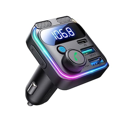 JOYROOM 81W Bluetooth 5.4 Adapter Auto,【45W PD & Bass Hi-Fi 】 FM Transmitter Auto Bluetooth, Dual-Mikrofon & Freisprechanlage FM Sender für iPhone 17/Samsung S26