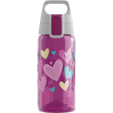 SIGG VIVA ONE Hearts Kinder Trinkflasche (0.5 L), schadstofffreie Kinderflasche mit auslaufsicherem Deckel, einhändig bedienbare Wasserflasche