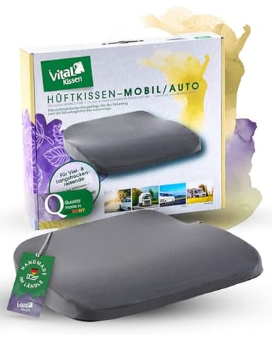VitaL Kissen® – Orthopädisches Keilkissen Auto anthrazit – Ergonomisches Sitzkissen für Fahrersitz & Beifahrersitz – Entlastet Rücken, Hüfte & Knie – Für aufrechtes, schmerzfreies Sitzen im Fahrzeug
