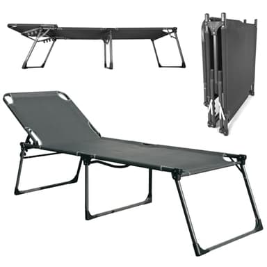 Sonnenliege XXL Dreibeinliege 215 x 70 x 50 cm | extra große & hohe Sonnenliege in anthrazit - Robustes Aluminiumgestell klappbar bis 130kg | Indoor & Outdoor