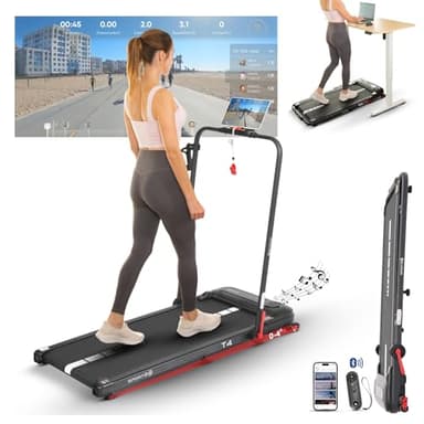 Sport24 Laufband Klappbar | Walking Pad Leise mit Steigung | Laufband für Zuhause Faltbar | Mini Schreibtisch Treadmill 12 km/h | Walking Pad Klappbar für Zuhause mit Steigung