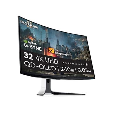 Alienware AW3225QF 32 Zoll 4K UHD (3840x2160) 1700R Curved Gaming Monitor, 240Hz, QD OLED, 0.03ms, NVIDIA G-SYNC Kompatibel, HDR, Dolby Vision, USB-C, DisplayPort, 2X HDMI, 4X USB, 3 Jahre Garantie