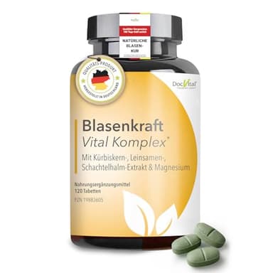 DocVital® Blasenkraft [120 Tabletten] hochdosiert – bei Inkontinenz, Reizblase und Blasenschwäche Frauen & Männer – Mittel gegen nächtlichen Harndrang & schwache Blase – Pharmazeutische Qualität