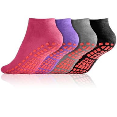flintronic Yoga Socken, 4 Paare Antirutsch Socken, Rutschfeste Socken Sport für Yoga, Barre, Pilates, Tanz, Barfuß, Trampolin, Zuhause, Krankenhaus für Damen und Herren (Größe 35-42)