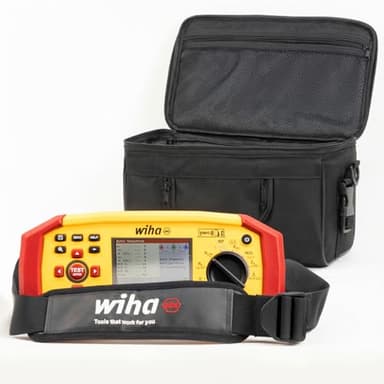 Wiha Multifunktions-Installationstester MFT one Set I Messgerät nach DIN VDE 0100 mit NFC‑Dokumentation, AUTO-Test und RDC-DD-Prüfung in Tasche mit Tragegurt & Handytasche (47218)