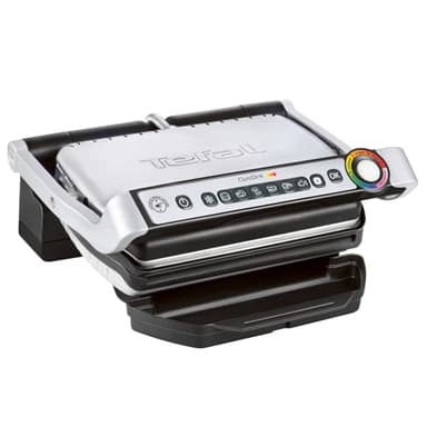 Tefal OptiGrill Kontaktgrill – Elektrogrill mit 6 automatischen Programmen, Garstufenanzeige und automatischer Temperaturanpassung, Auftau- und Manueller Modus, abnehmbare antihaftbeschichtete Platten