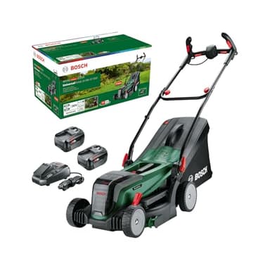 Bosch Akku-Rasenmäher UniversalRotak 2x18V-37-550 (bis zu 500 m2 mit 2x 4,0 Ah Akku); 18 Volt System; Schnittbreite: 37 cm; 2x 18V 4,0-Ah-Akku und Ladegerät)