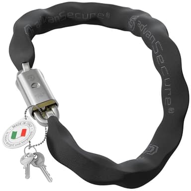 advanSecure® Hochsicherheits-Kettenschloss | optimal für E-Bike und Motorrad | max. Sicherheitsstufe | 90 cm Länge, 10 mm Kettenglieder | gehärteter Spezialstahl | abnehmbarer Schlosskörper-Schutz