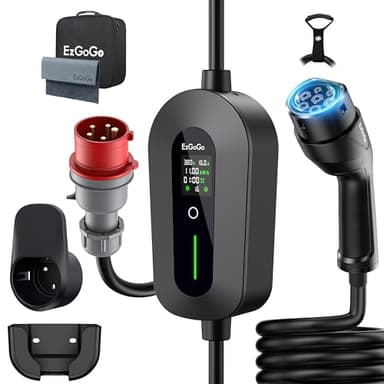 EzGoGo Mobile Wallbox 11kW Ladegerät Typ 2 (3-phasig) mit 15m Ladekabel CEE 16A auf Typ 2 | EV Ladestation mit Einstellbarer Stromstärke [6/8/10/13/16A] | Hochwertiger IP65 Schutz | Für EVs & PHEVs